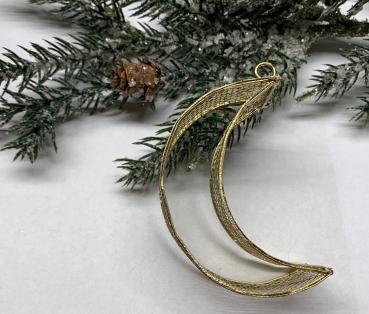 Dekoanhänger aus Metall-Gitter, Mond gold